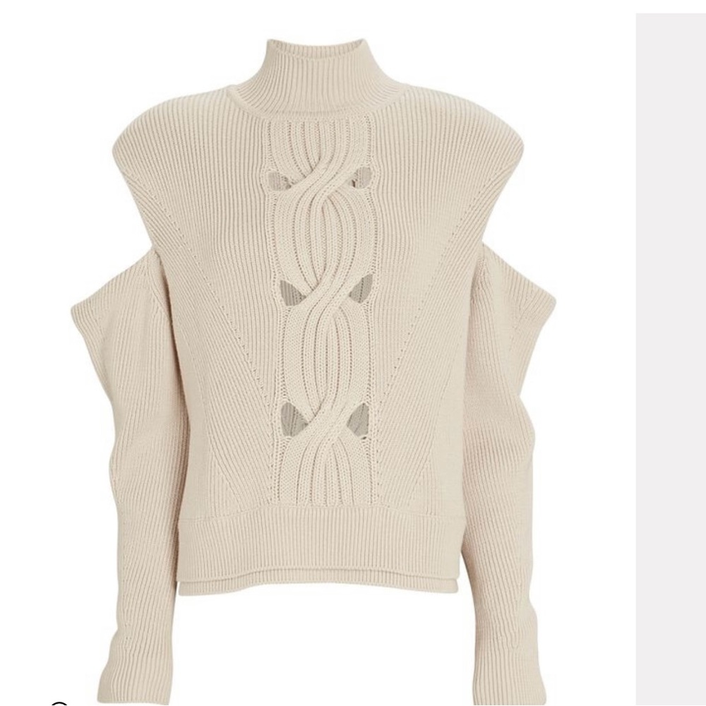 NWT JONATHAN SIMKHAI OPEN CABLE KNIT COLD SHOULDER SWEATER